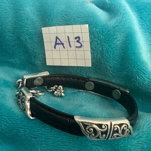 Brighton Black Leather and Silver Bracelet